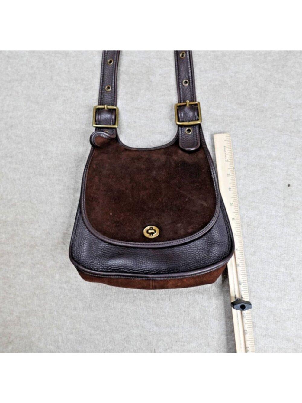 Coach Bag Brown Leather Suede Satchel Adjustable 9014 Vintage Glove Tanned - Picture 5 of 16